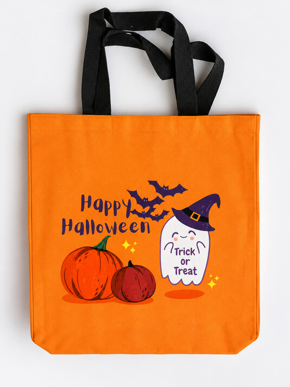 NEW Halloween Ghost Pumpkin Trick or Treat Tote Bag Reusable Candy Bag